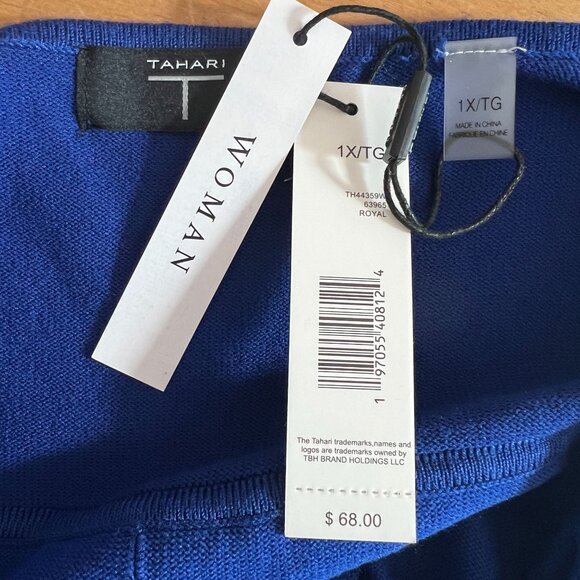 Tahari Womens Plus Scoop Neck Hi Lo Tunic Sweater Top Size 1X Royal Blue - Picture 7 of 11